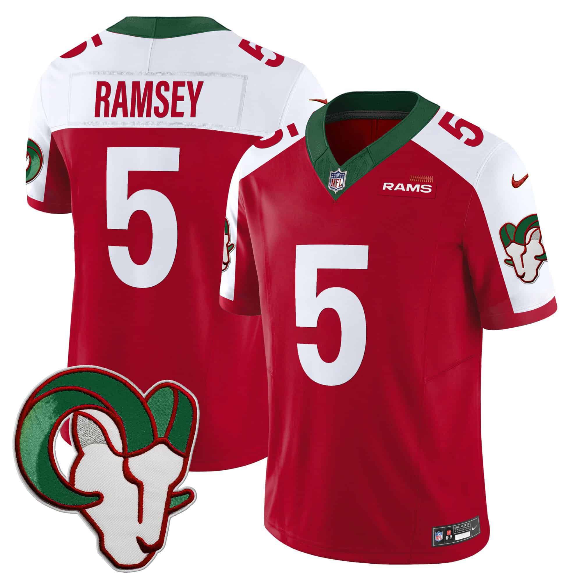 Men Los Angeles Rams #5 Ramsey Red 2024 Nike Mexico Vapor Limited NFL Jersey